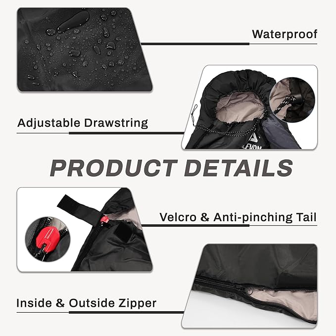 Sleeping Bag for Adults Teens Kids Cold Warm Weather, Portable Waterproof & Lightweight, Compact with Compression Sack, for 3-4 Seasons Camping, Backpacking, Hiking, Travel, Indoors Outdoors