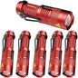 6 Pack,Pocketman 7W 300LM 3 Modes Mini Light Red LED Tactical Flashlight