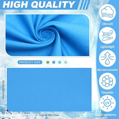 4 Pcs Microfiber Towel 48" x 24" Quick Dry Towel Sports Camping Towel Lightweight Soft Microfiber Gym Towel Absorbent Fast Drying Travel Towel for Beach Yoga Swimming Backpacking Workout, 4 Colors