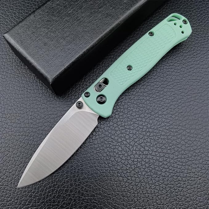 6.5In Thumb Mini Folding Pocket Knife, EDC Lightweight Manual Studs Open Stain Blade Plain Edge Fiberglass Handle With Belt Clip, Axis Lock,Gift for Man (Green)