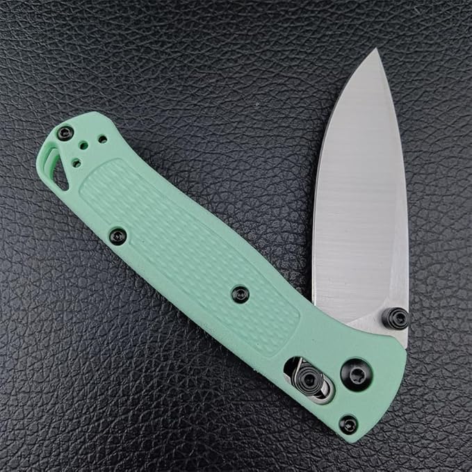 6.5In Thumb Mini Folding Pocket Knife, EDC Lightweight Manual Studs Open Stain Blade Plain Edge Fiberglass Handle With Belt Clip, Axis Lock,Gift for Man (Green)