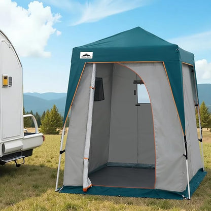 EAGLE PEAK 6x6 Pop Up Privacy Tent with Ground Mat, Portable Changing Room & Outdoor Shower Tent, Portable Canopy for Camping, Hiking, Pool Parties, Photoshoots or Toilet Shelters (Gray/Blue)