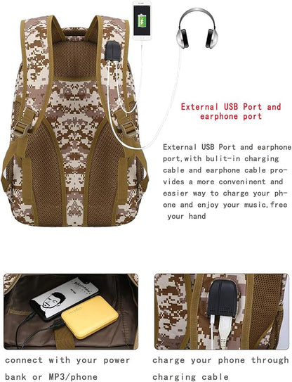 4land Camo Backpack for Boys,Army Boys Backpacks for Elementary Middle School Military,Camouflage Bookbag 40L