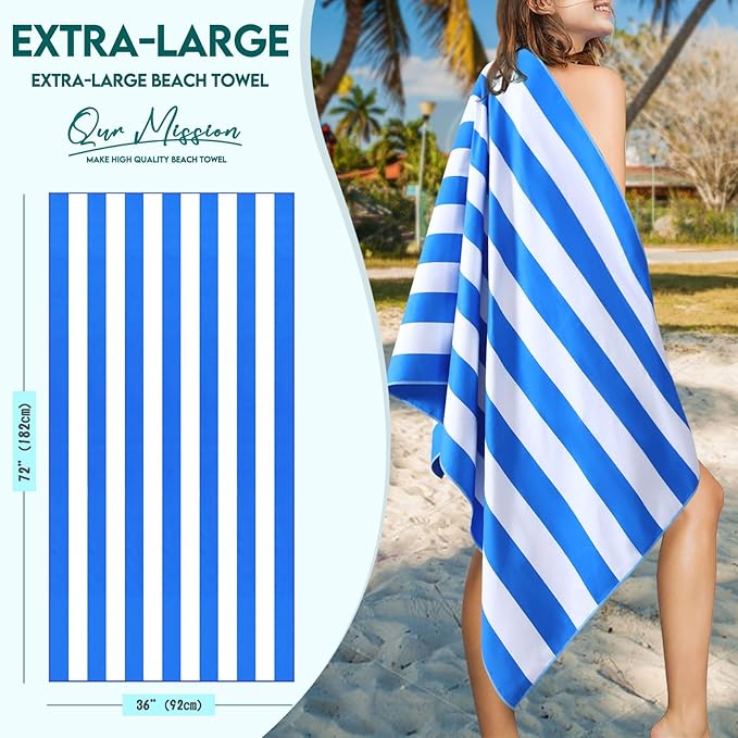2 Packs Microfiber Oversized Lightweight Thin Beach Towel Sandproof Compact Quick Dry Clearance Towels Extra Large Sand Free Pool Travel Beach Essentials Accessories Women Adult Gift Blue Green