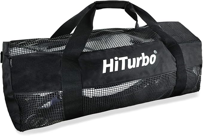 Hiturbo Mesh Dive Duffel Bag: Scuba Gear Bags for Diving, Snorkeling, Freediving and Swimming - 60L Travel Beach Pool Water Sports Equipment Bag with Shoulder Strap