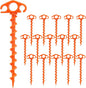 Tent Stakes Sand Stakes for Beach Tent Spiral Anchor Stakes 9.4 Inch Heavy Duty Screw Canopy Stakes for Camping, Hiking and More (16, Orange)