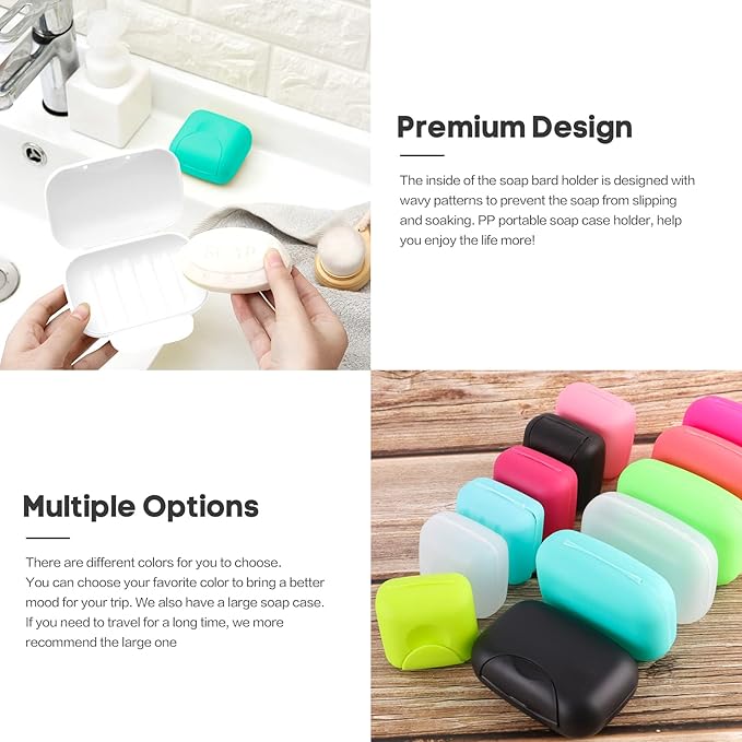 2 Pcs Plastic Soap Case Holder Container Box Home Outdoor Hiking Camping Travel Clear