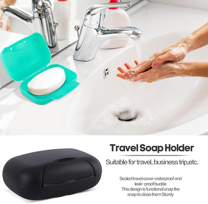 2 Pcs Plastic Soap Case Holder Container Box Home Outdoor Hiking Camping Travel Blue & Black