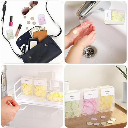300pcs Portable Hand Washing Soap Sheets, Scented Mini Soap Sheets, Disposable Soluble Soap for Outdoor Travel, Camping, Hiking (Yellow)
