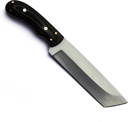 GCS Handmade Micarta Handle D2 Tool Steel Tactical Hunting Knife with leather sheath Full tang blade designed for Hunting & EDC GCS 117