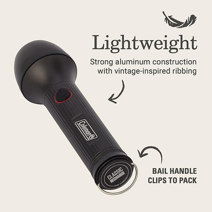 Coleman Classic Recharge 800/1500 Lumens Premium Flashlight, Impact & Water-Resistant Lightweight Flashlight with Rechargeable Battery, LEDs Never Need Replacing, Great for Camping or Emergencies
