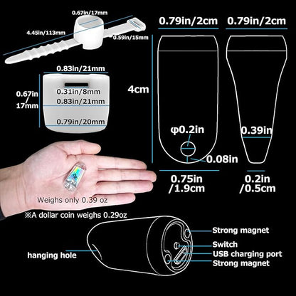 2 Pack USB Mini LED Lantern, Waterproof EDC Keychain LED Flashlight for Camping, Rechargeable Battery Small Stick Lamp Maglite Puck Dog Collar Torch Light for Night Shift Walking (White + Red)