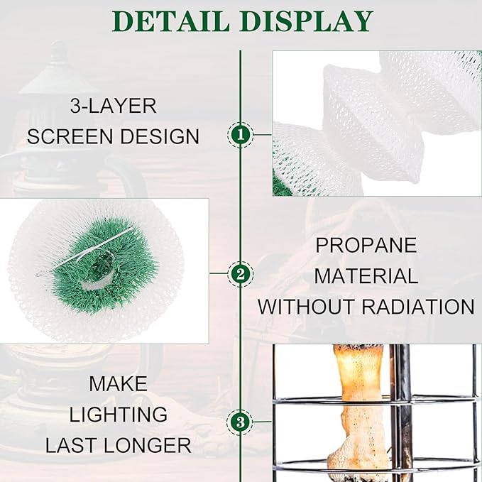DIVINA VITAE 6Pack Lantern Mantles 3-Layer Gas Lamp Mantles with 2 Install Clip, Propane Lantern Mantles for Outdoor Camping Lights Gas Lantern Kerosene Lantern