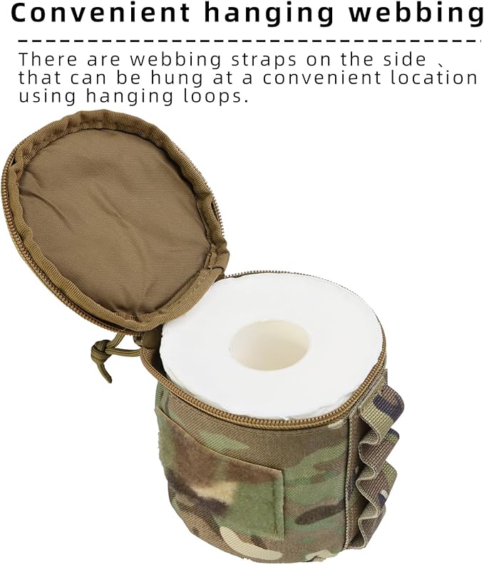 Tactical Toilet Paper Holder Waterproof and Wear-Resistant，Toilet Paper Holder for Outdoor Use, Camping,picnics (camo)