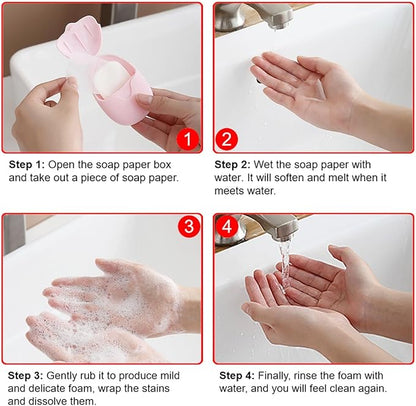 6 Boxes (300 Sheets) Mini Disposable Portable Travel Paper Hand Soap Sheets for Outdoor, Camping Hiking