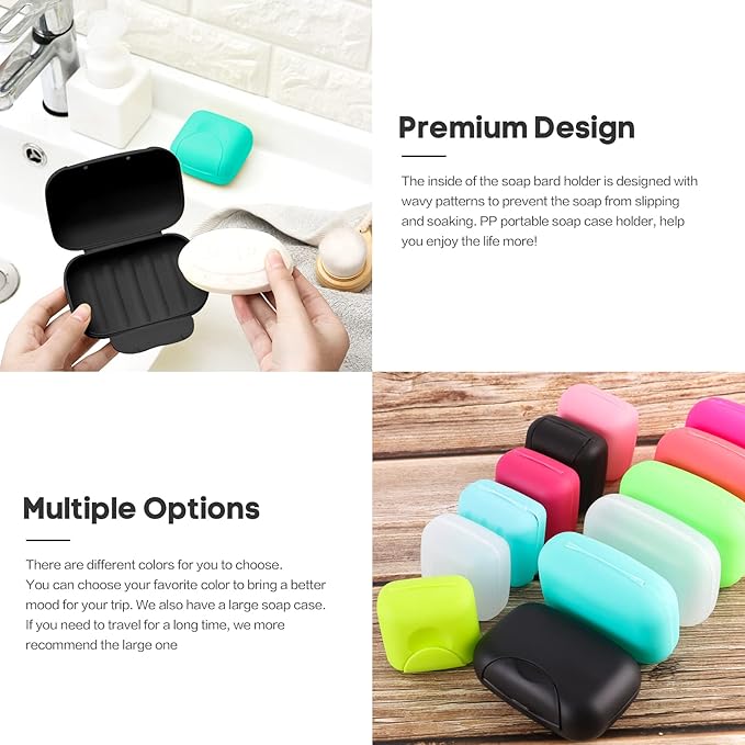 2 Pcs Plastic Soap Case Holder Container Box Home Outdoor Hiking Camping Travel Black