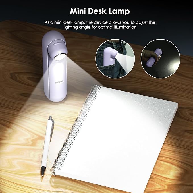 4 IN 1 Portable Handheld Fan,Personal Foldable Cooling Fan, Mini Pocket Fan,Desk Fan,Hand Fan,Flashlight,Power Bank,Table Lamp,Camping Travel Beach Fan, Birthday Gifts for Women Men(Purple)