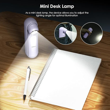 4 IN 1 Portable Handheld Fan,Personal Foldable Cooling Fan, Mini Pocket Fan,Desk Fan,Hand Fan,Flashlight,Power Bank,Table Lamp,Camping Travel Beach Fan, Birthday Gifts for Women Men(Purple)