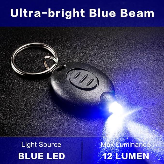 16 Pack Ultra Bright Blue Light Keychain Flashlight, Mini Blue LED Keychain Flashlight, Blue Keychain Flashlight for Night Observation