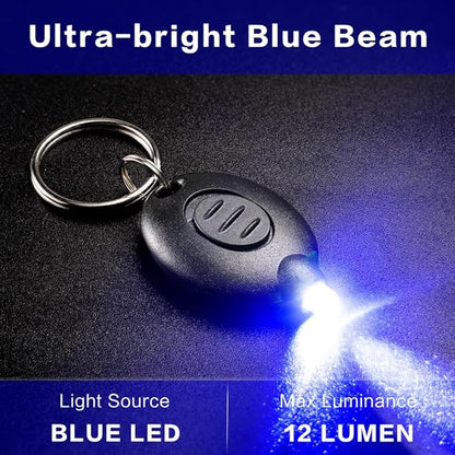16 Pack Ultra Bright Blue Light Keychain Flashlight, Mini Blue LED Keychain Flashlight, Blue Keychain Flashlight for Night Observation