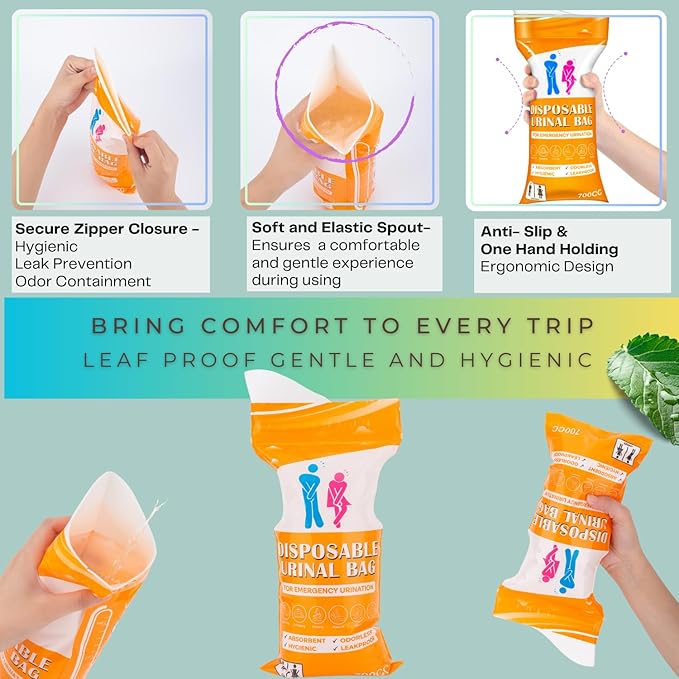 Urine Bag Pee Bag,12/24 Packs 700ML Disposable Urinal Bag for Travel, Emergency Portable Pee Bag and Vomit Bags, Toilet Bag for Camping, Traffic Jams, Pregnant, Patient, Kids