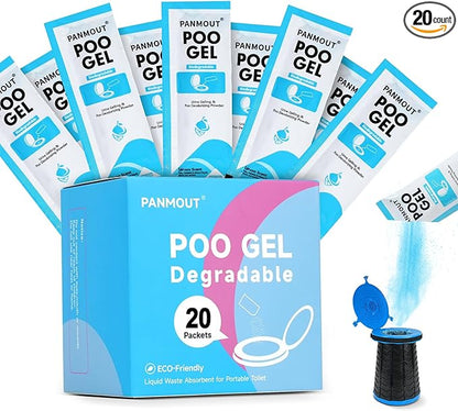 40Packs Poo Gel for Portable Toilet, Absorbent Poo Powder for Liquid Waste and Urine Camping Toilet Outdoor Hiking