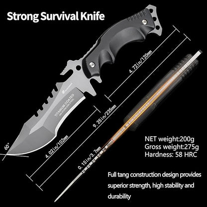 HX OUTDOORS Full Tang Camping Knife, Fixed Blade Survival Knife with Sheath and Handle for Outdoor, EDC, Hunting