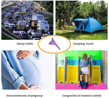4 PCS Portable Reusable Women's Outdoor Standing Pee Silicone Funnel, for Outdoor, Activities Camping Trips, Hiking Gear, Traffic Jams and Queues
