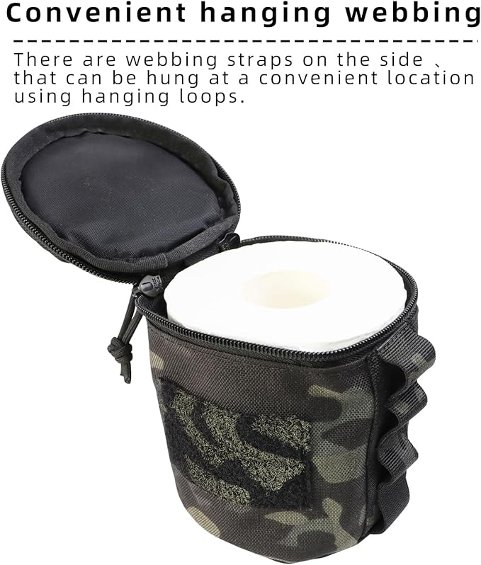 Tactical Toilet Paper Holder Waterproof and Wear-Resistant，Toilet Paper Holder for Outdoor Use, Camping,picnics (Black cp)
