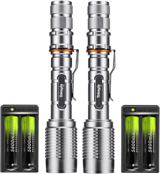 2 Pack Led Flashlights,Super Bright Waterproof Handheld Flashlights for Outdoor, Emergency, Camping (No Battery)