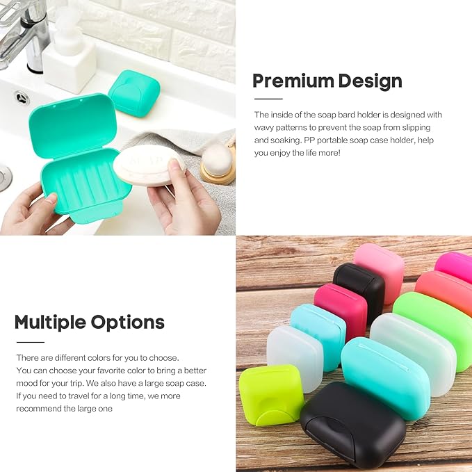 2 Pcs Plastic Soap Case Holder Container Box Home Outdoor Hiking Camping Travel Blue