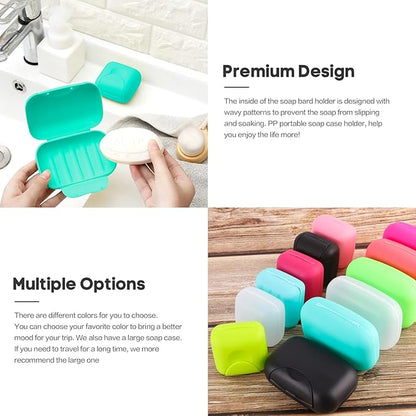 2 Pcs Plastic Soap Case Holder Container Box Home Outdoor Hiking Camping Travel Blue