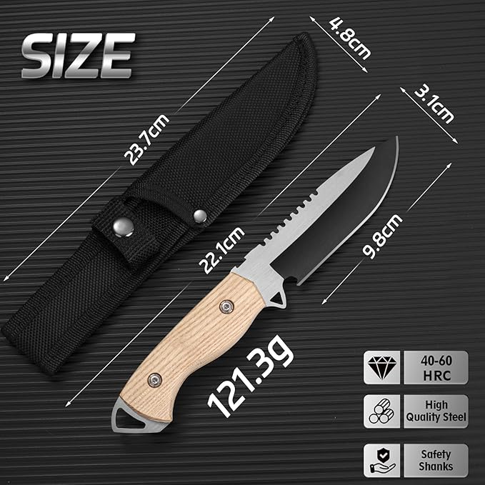 1PC outdoor multifunctional cutting knife, EDC convenient straight knife, fixed blade, multi-purpose camping and hiking survival knife