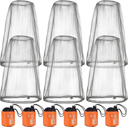 6 Packk Mosquito Covers Wearable Head Net Face Mesh Protecting Net Mosquito Fly Insects Bugs Preventing for Outdoor