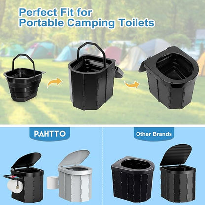 Portable Camping Toilet, Folding Toilet for Adults with Lid and Retractable Toilet Paper Holder, Waterproof Porta Potty with Carry Bag and Disposible Liners for Camping, Hiking, RV Travel, Road Trips