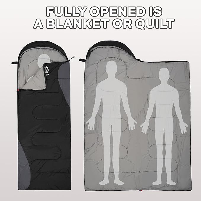 Sleeping Bag for Adults Teens Kids Cold Warm Weather, Portable Waterproof & Lightweight, Compact with Compression Sack, for 3-4 Seasons Camping, Backpacking, Hiking, Travel, Indoors Outdoors