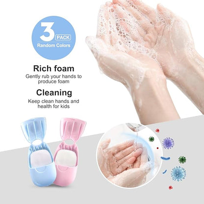 Portable Disposable Soap Sheets, Mini Portable Hand Washing Travel Hiking Washing Hand Bath Toiletry Paper Soap Sheets Bathing Soap (3 Boxes)
