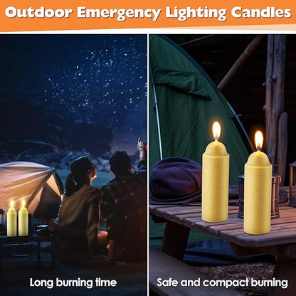 15 Pcs 15H Natural Beeswax Candles for Candle Lanterns, Emergency Candle for Outdoor Survival, Smokeless Long Lasting Candles for Emergency, Survival, Home Power Outages