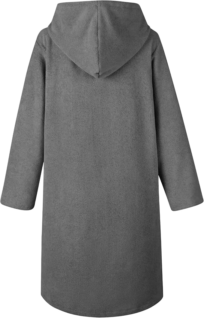 Weecreeture Hooded Towel Poncho with Zipper and Pocket, Surf Poncho for Men and Women, Beach Bath Changing Robe Cover Up Dark Gray L