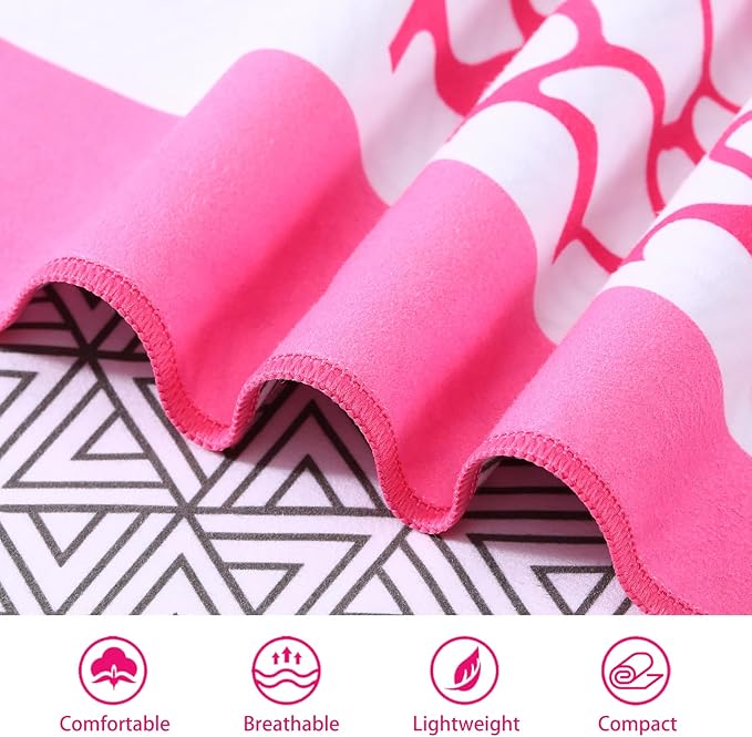 2 Packs Microfiber Oversized Lightweight Thin Beach Towel Sandproof Compact Quick Dry Clearance Towels Extra Large Sand Free Pool Travel Beach Essentials Accessories Women Adult Gift Pink Grey Turtle
