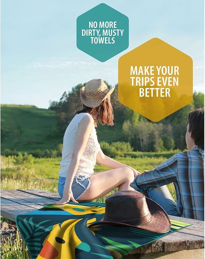 VENTURE 4TH Microfiber Beach Towel: Quick-Dry, Compact, Sand-Free, Absorbent, Sandproof and Lightweight - Perfect for Camping, Beach, and Roadtrips (Turquoise Cockatoo Design | 35x78 inches)