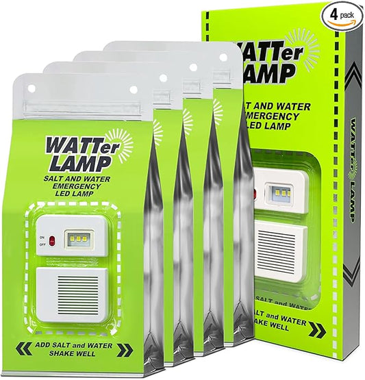 4 Pack Emergency Lamp Watter Salt Light, No Battery Required Portable Lantern, Camping Essentials Survival Gear Outdoor Lamp for Power Outages Outdoor Activities Night Fishing Camping Hiking