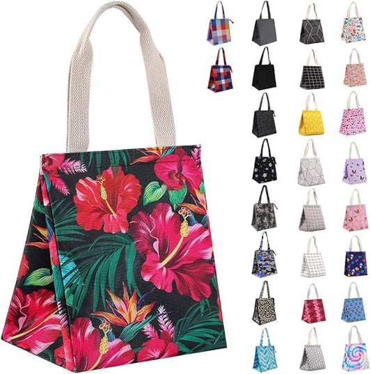 iknoe Lunch Bag Insulated Lunch Bags for Women & Men, 9L Reusable Lunch Tote, Portable Adult Thermal Large Lunch Cooler for Work Picnic Beach (Botanic)