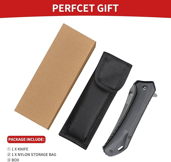 3.5 INCHES Blade Stainless Steel Folding Knife, Pocket Knife With Classic G10 Handle for Outdoor