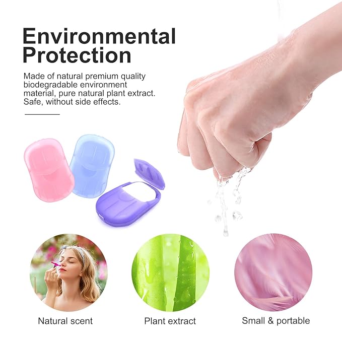 30 Boxes Portable Disposable Soap Sheets, Mini Portable Hand Washing Travel Hiking Washing Hand Bath Toiletry Paper Soap Sheets Bathing Soap