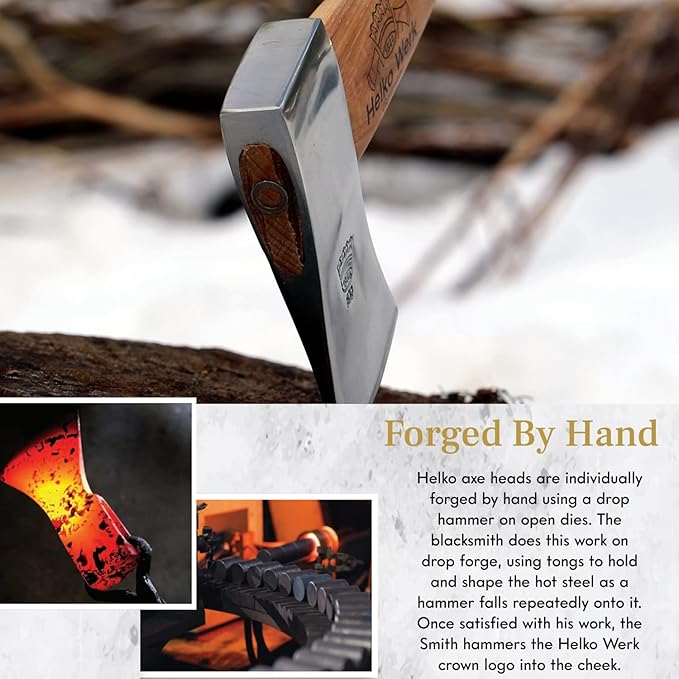1844 Helko Werk Germany Classic Pathfinder Hatchet - Made in Germany Camping Hatchet, Bushcraft, Survival, Backpacking, small lightweight hatchet - Head 1.25 lbs, Handle 15 in. (Pathfinder) #11438