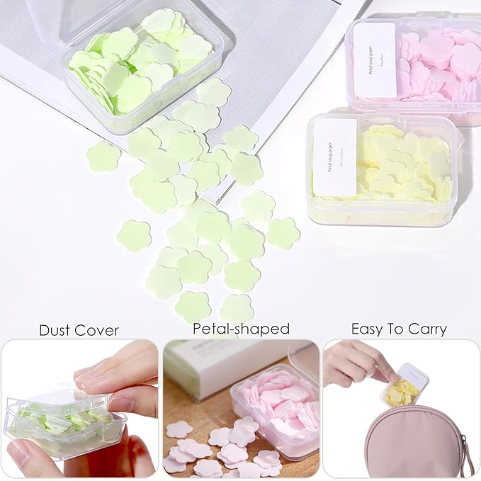 300pcs Portable Hand Washing Soap Sheets, Scented Mini Soap Sheets, Disposable Soluble Soap for Outdoor Travel, Camping, Hiking (Yellow)