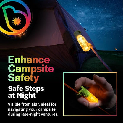 Brightz LED Tent String Lights - Keep Tent Guy-Lines Visible at Night - Campsite Safety Lights