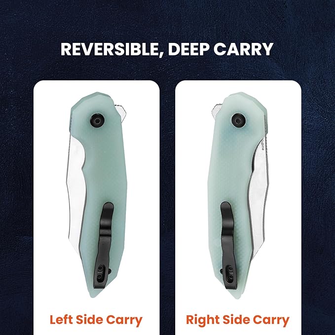 Kizer Porcupine Pocket Knife, Folding Knife 3.43 Inches 9Cr18MoV Steel Blade, Jade G10 EDC Tactical Survival Knife for Man and Women, Portable Hunting Camping Knife L3008A1