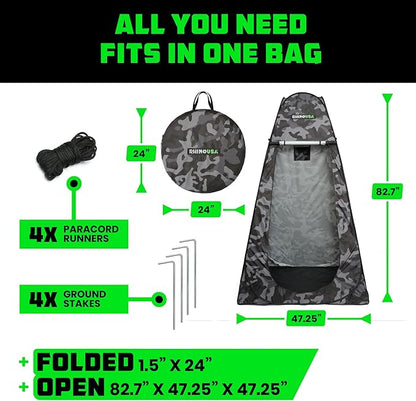 Rhino USA Portable Pop Up Privacy Changing Tent - Ultimate Outdoor Camping Shower, Camp Toilet, Rain Shelter for Beach and Camping - Lightweight and Sturdy, Instant Setup While On-The-Go